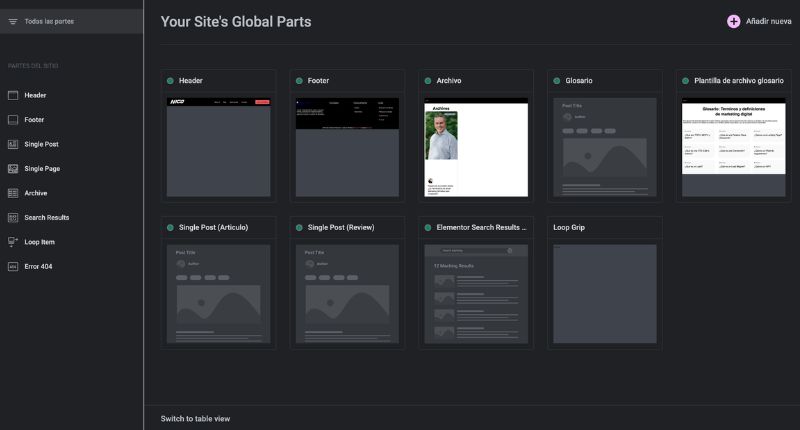 Elementor Theme Builder